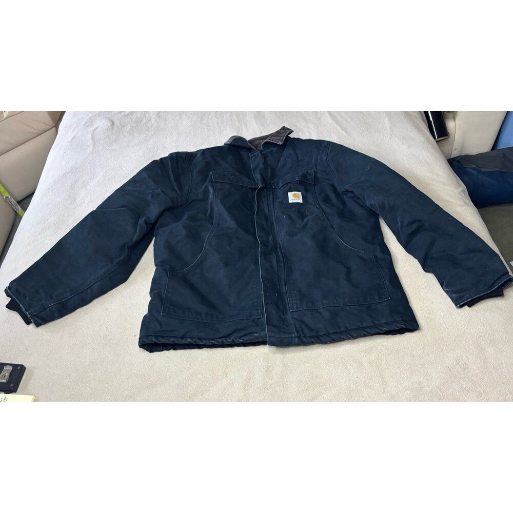 Vintage Carhartt Canvas Jacket Mens 46 Regular C03 Black Quilt Lined